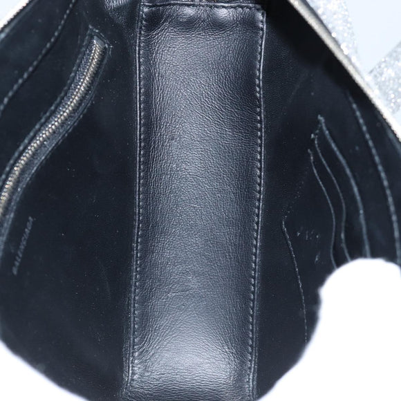 BALENCIAGA Triangle Duffle XS Handtasche Leder 2way Silber 531048 Auth 74610