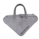 BALENCIAGA Triangle Duffle XS Hand Bag Leather 2way Silver 531048 Auth 74610-2