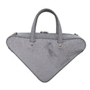 BALENCIAGA Triangle Duffle XS Hand Bag Leather 2way Silver 531048 Auth 74610-3