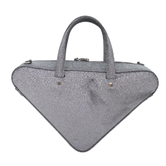 BALENCIAGA Triangle Duffle XS Handtasche Leder 2way Silber 531048 Auth 74610