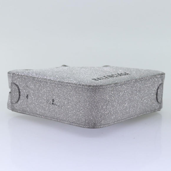 BALENCIAGA Triangle Duffle XS Hand Bag Leather 2way Silver 531048 Auth 74610