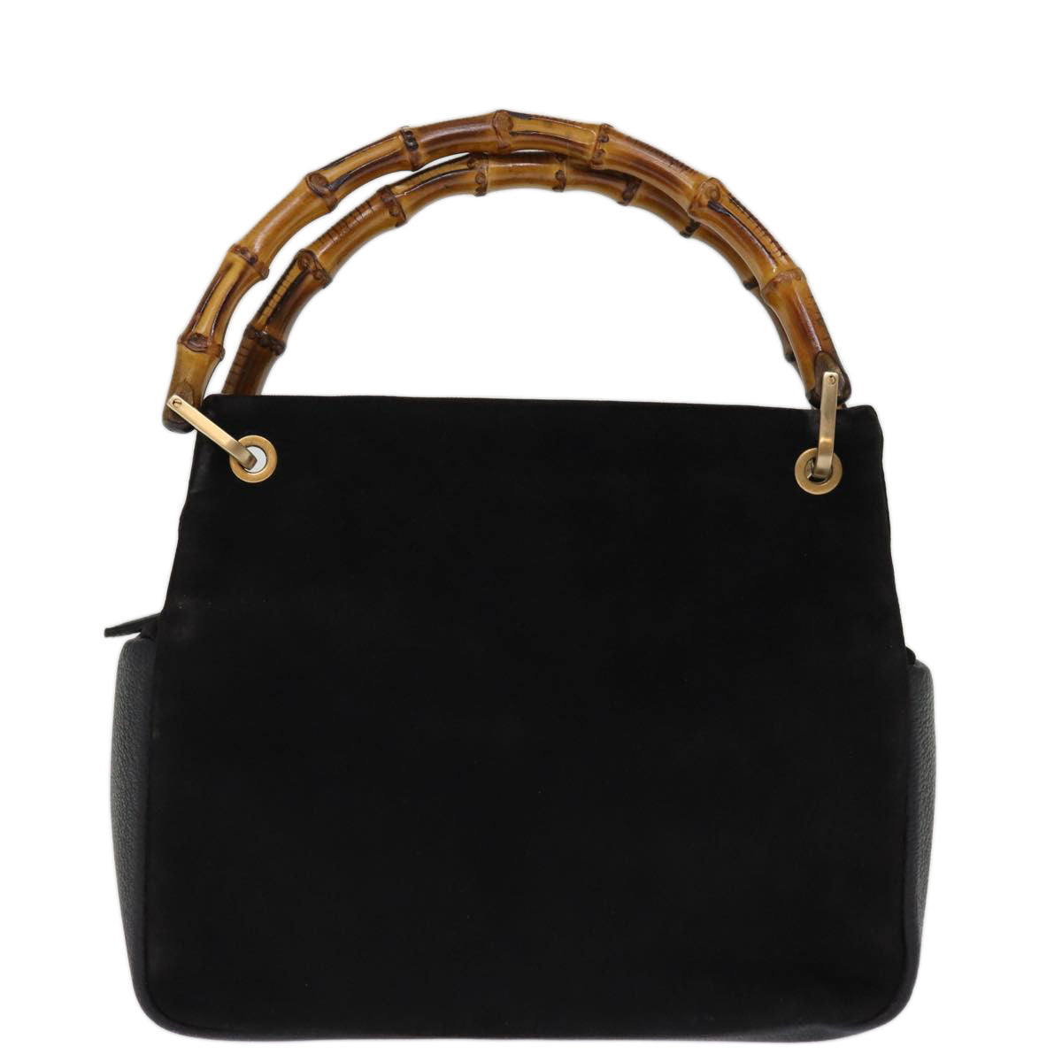 GUCCI Bamboo Hand Bag Suede Black 000 3444 0575 Auth 74613