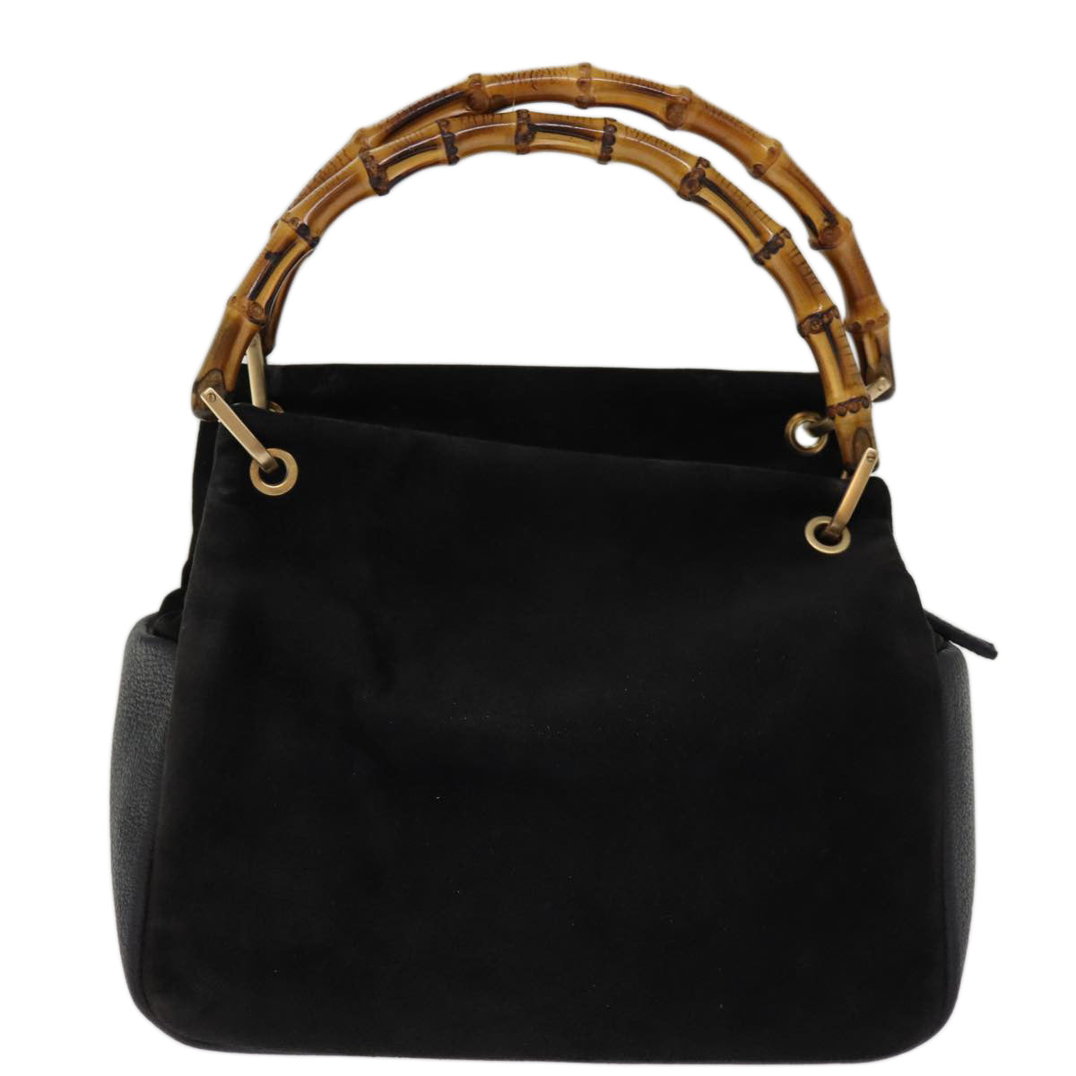 GUCCI Bamboo Hand Bag Suede Black 000 3444 0575 Auth 74613