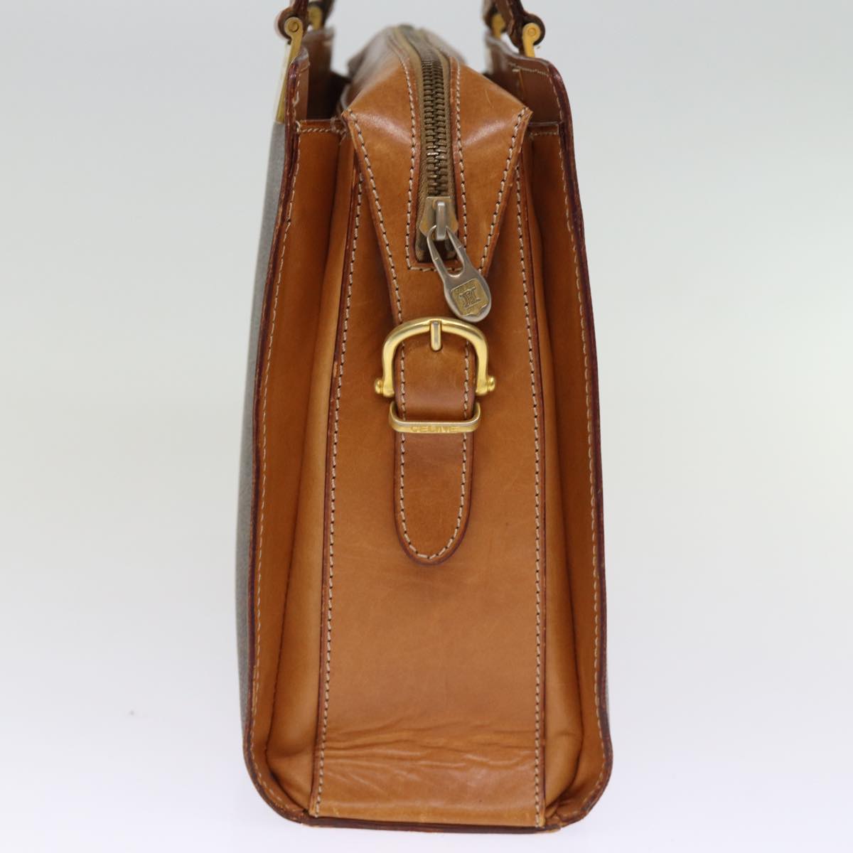 CELINE Macadam Canvas Hand Bag PVC Brown Auth 74620