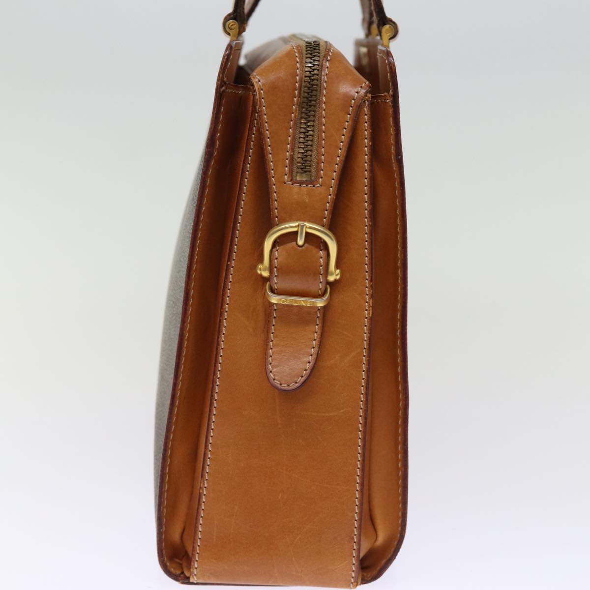 CELINE Macadam Canvas Hand Bag PVC Brown Auth 74620