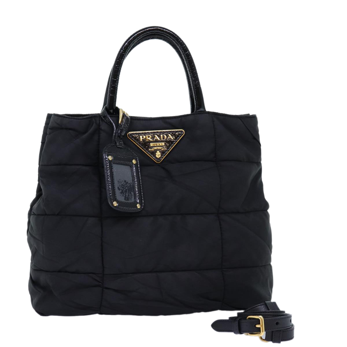 PRADA Hand Bag Nylon 2way Black Auth 74633