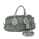 PRADA Hand Bag Nylon 2way Green Auth 74635-1