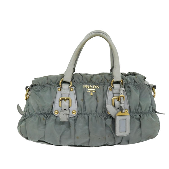 PRADA Hand Bag Nylon 2way Green Auth 74635