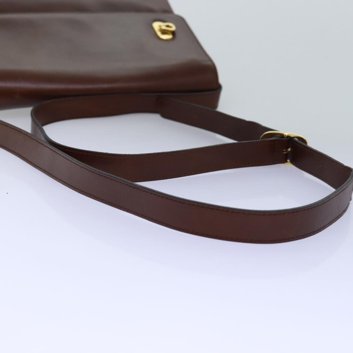 Salvatore Ferragamo Gancini Shoulder Bag Leather Brown Auth 74638