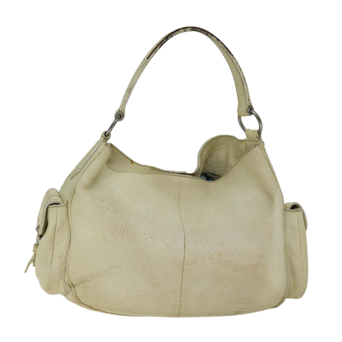 PRADA Shoulder Bag Leather Cream Auth 74644 - 0
