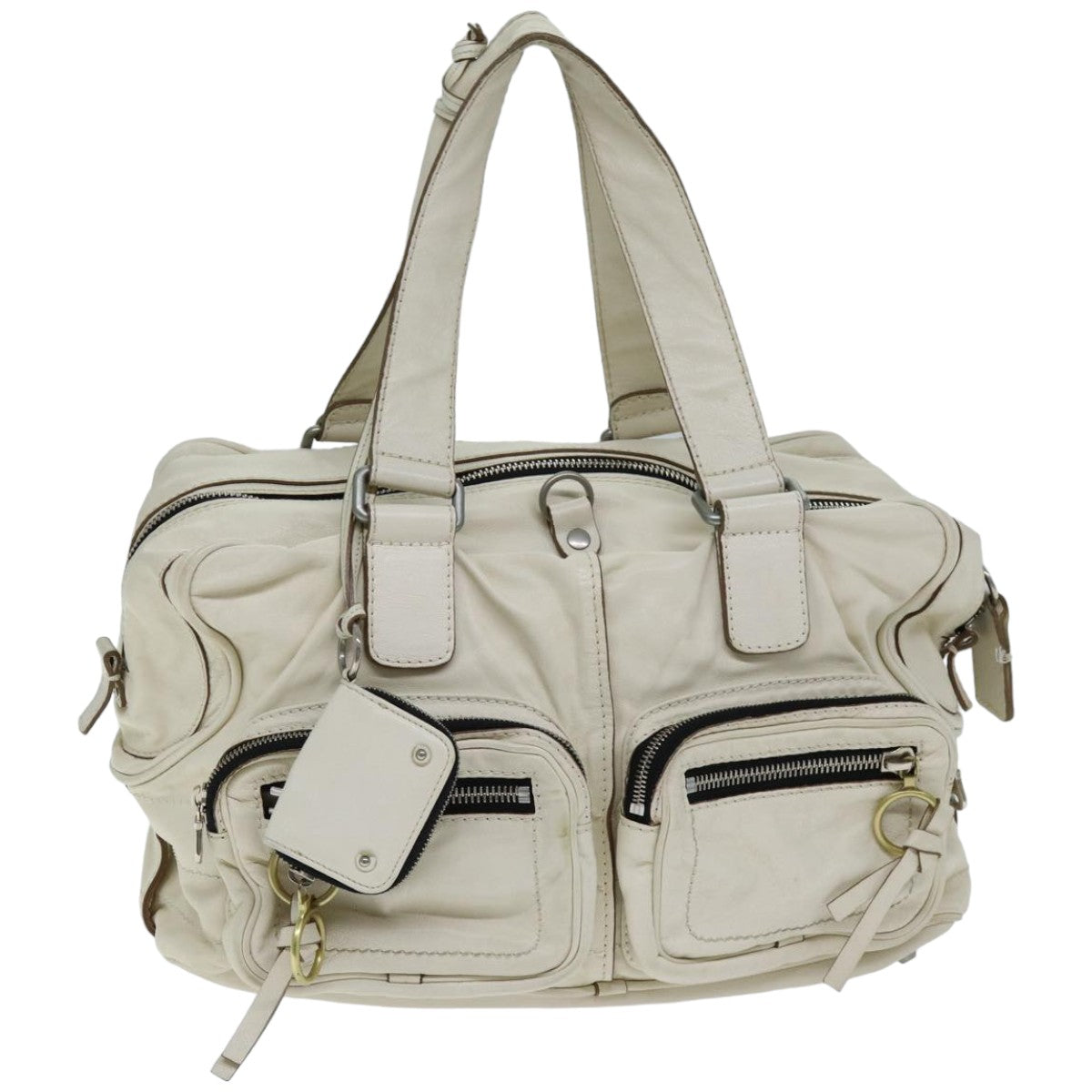 Chloe Hand Bag Leather Cream Auth 74645