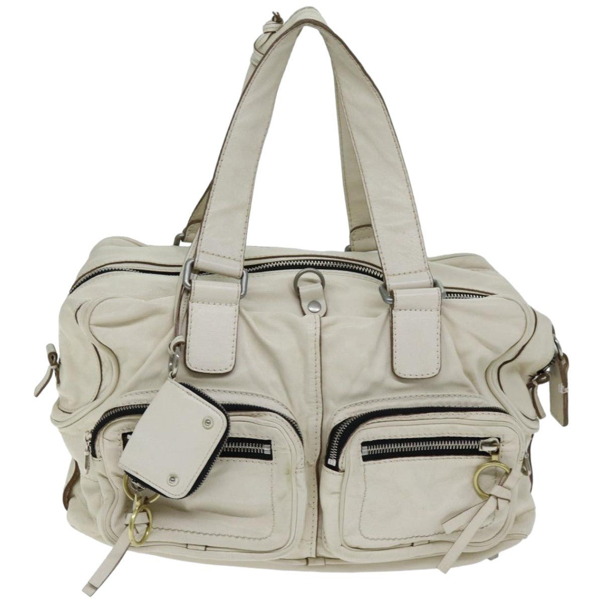 Chloe Hand Bag Leather Cream Auth 74645 - 0