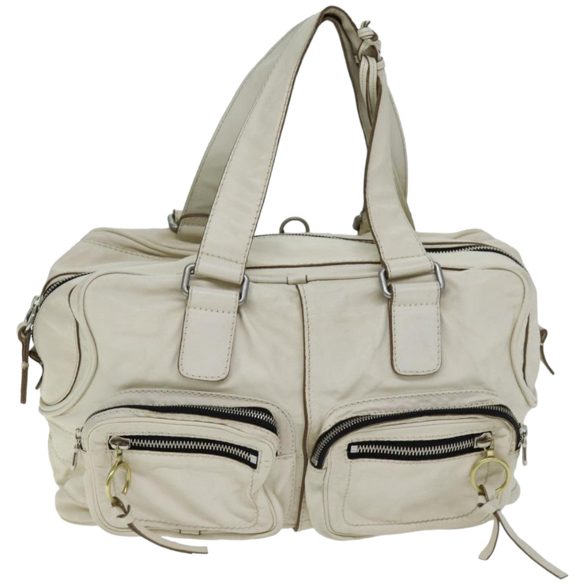 Chloe Hand Bag Leather Cream Auth 74645