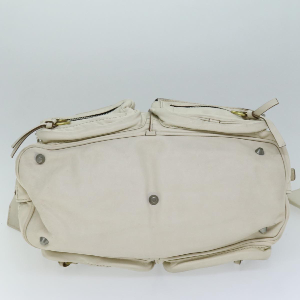 Chloe Hand Bag Leather Cream Auth 74645