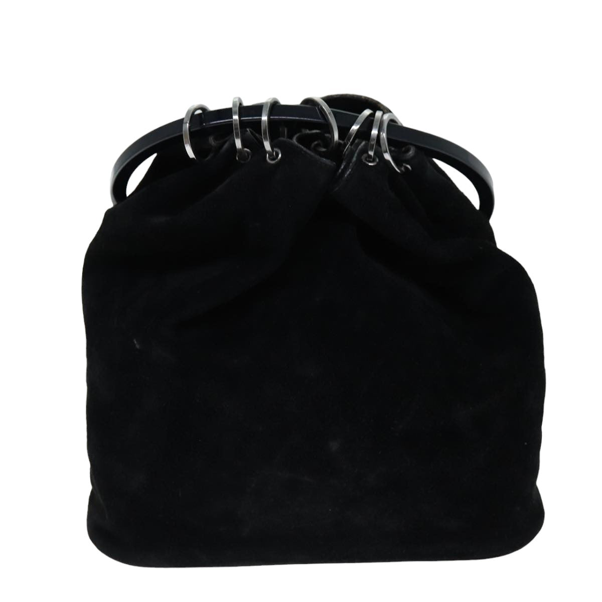 GUCCI Hand Bag Suede Outlet Black 001 3738 Auth 74647 - 0