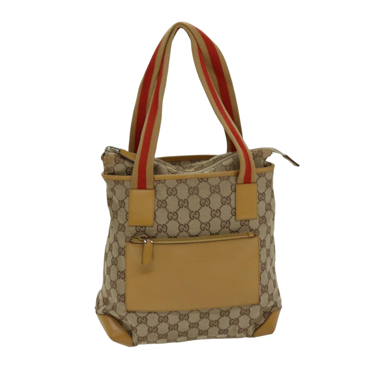 GUCCI GG Canvas Sherry Line Hand Bag Beige Red Brown 019 0402 1705 Auth 74648