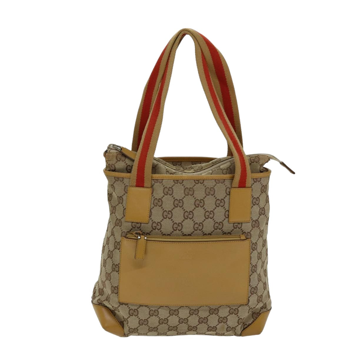 GUCCI GG Canvas Sherry Line Hand Bag Beige Red Brown 019 0402 1705 Auth 74648