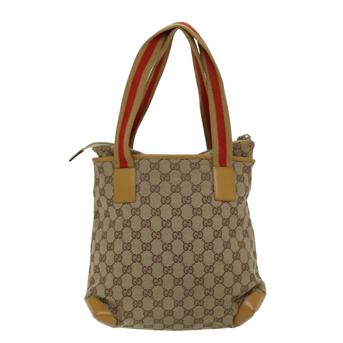 GUCCI GG Canvas Sherry Line Hand Bag Beige Red Brown 019 0402 1705 Auth 74648 - 0