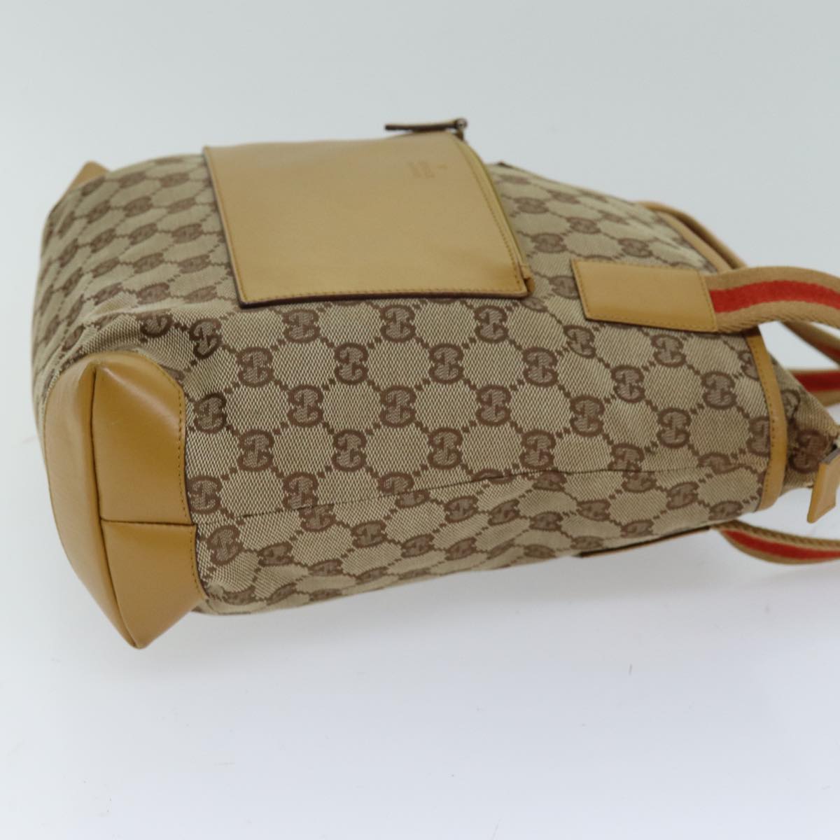 GUCCI GG Canvas Sherry Line Hand Bag Beige Red Brown 019 0402 1705 Auth 74648