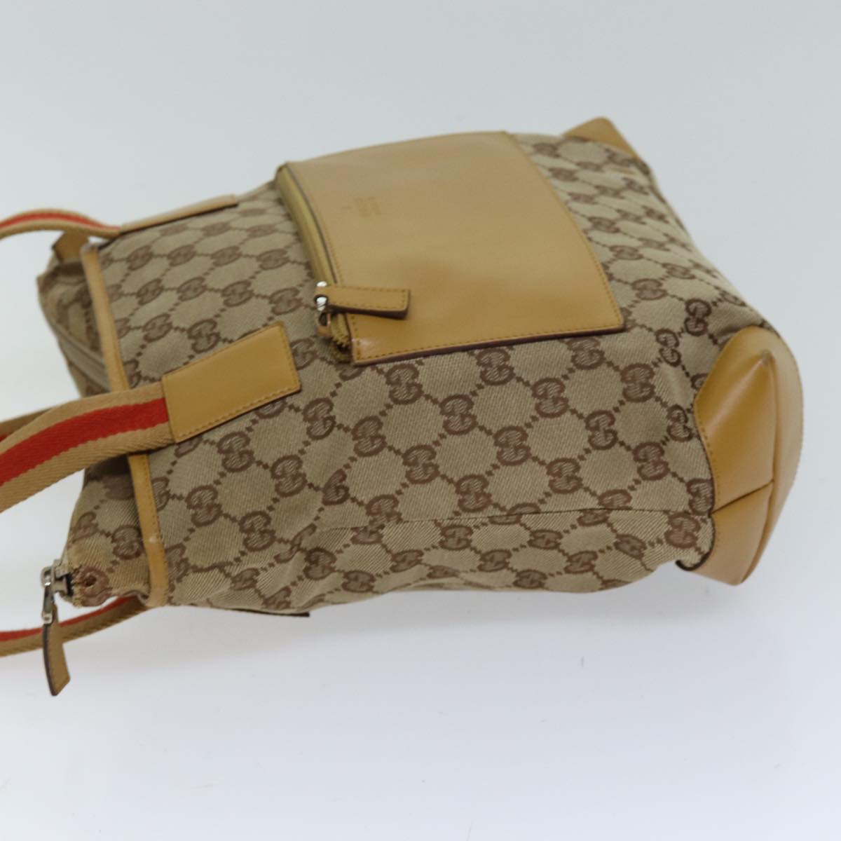 GUCCI GG Canvas Sherry Line Hand Bag Beige Red Brown 019 0402 1705 Auth 74648