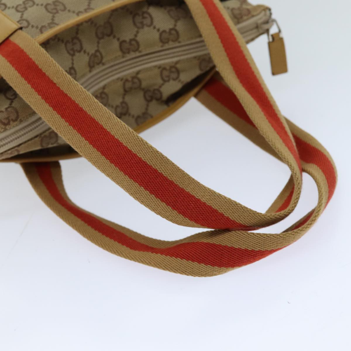 GUCCI GG Canvas Sherry Line Hand Bag Beige Red Brown 019 0402 1705 Auth 74648