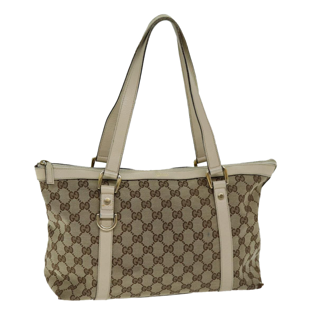 GUCCI GG Canvas Tote Bag Beige 141470 Auth 74651