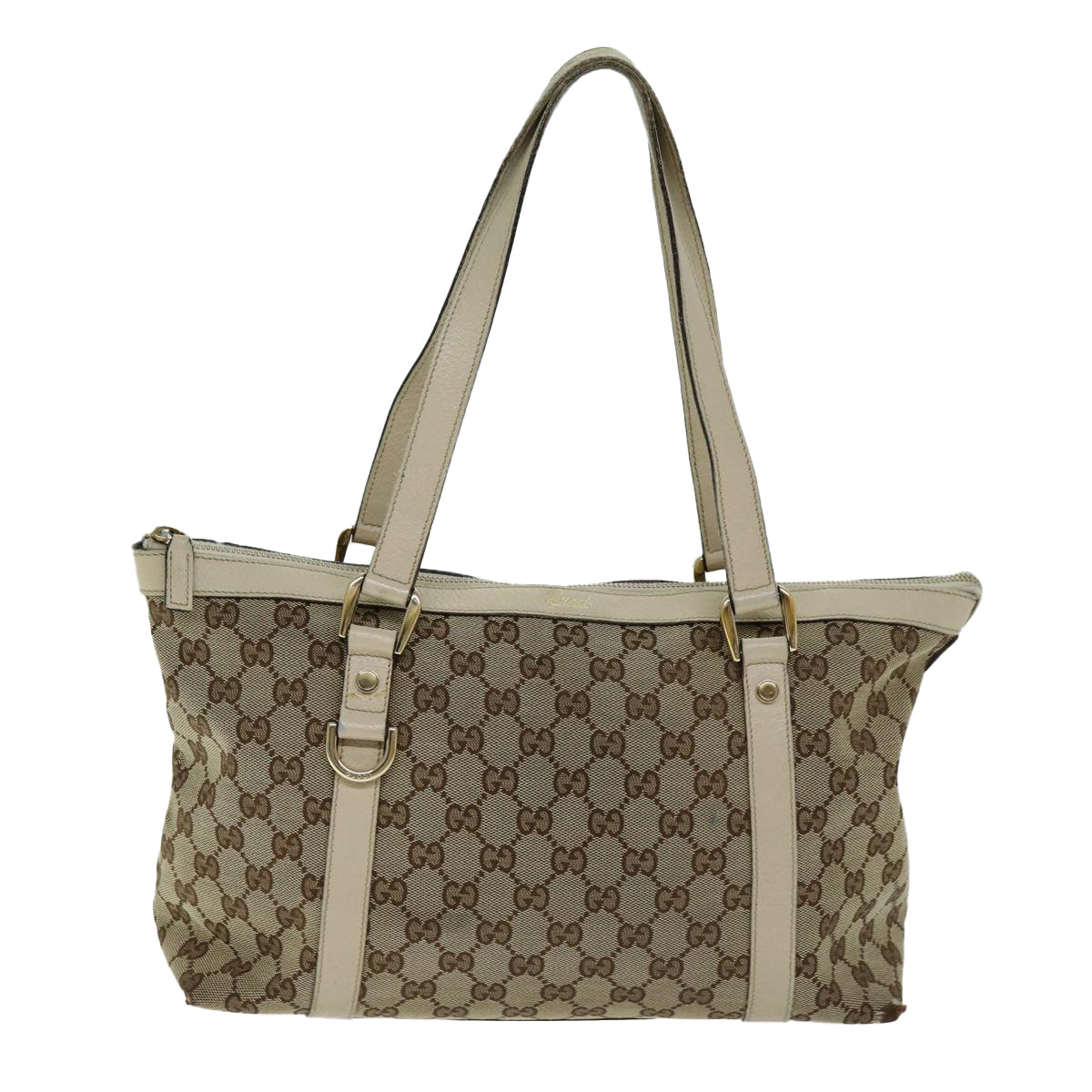 GUCCI GG Canvas Tote Bag Beige 141470 Auth 74651