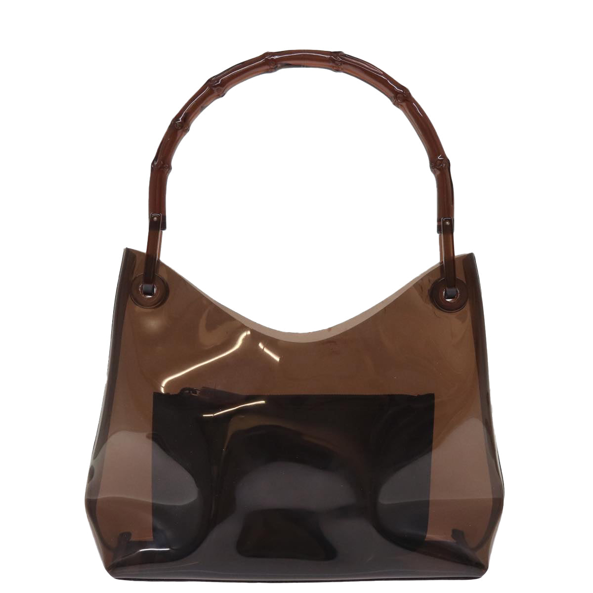 GUCCI Shoulder Bag Vinyl Brown Auth 74653