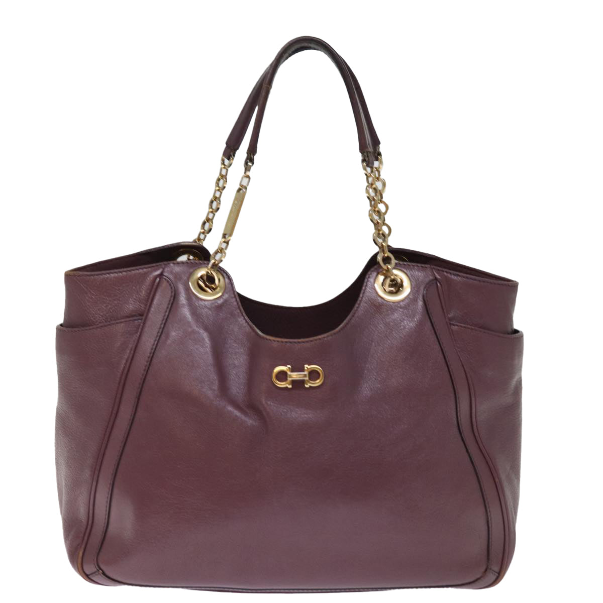 Salvatore Ferragamo Tote Bag Leather Purple Auth 74654