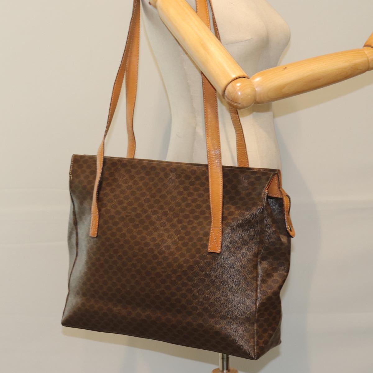 CELINE Macadam Canvas Tote Bag PVC Brown Auth 74659