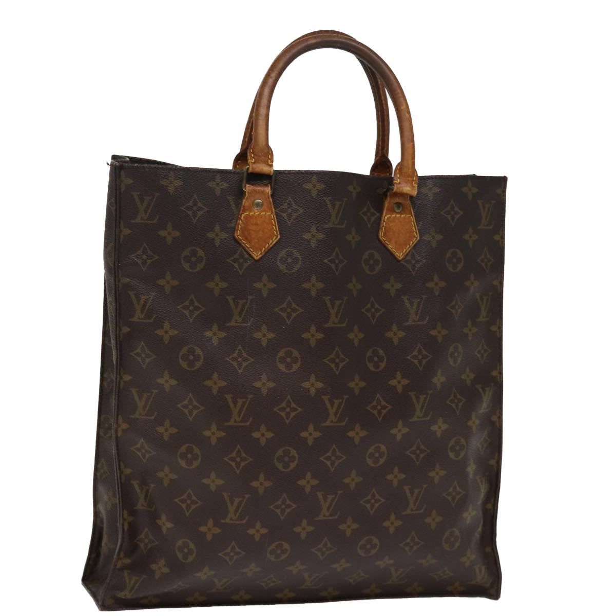 LOUIS VUITTON Monogram Sac Plat Hand Bag M51140 LV Auth 74673