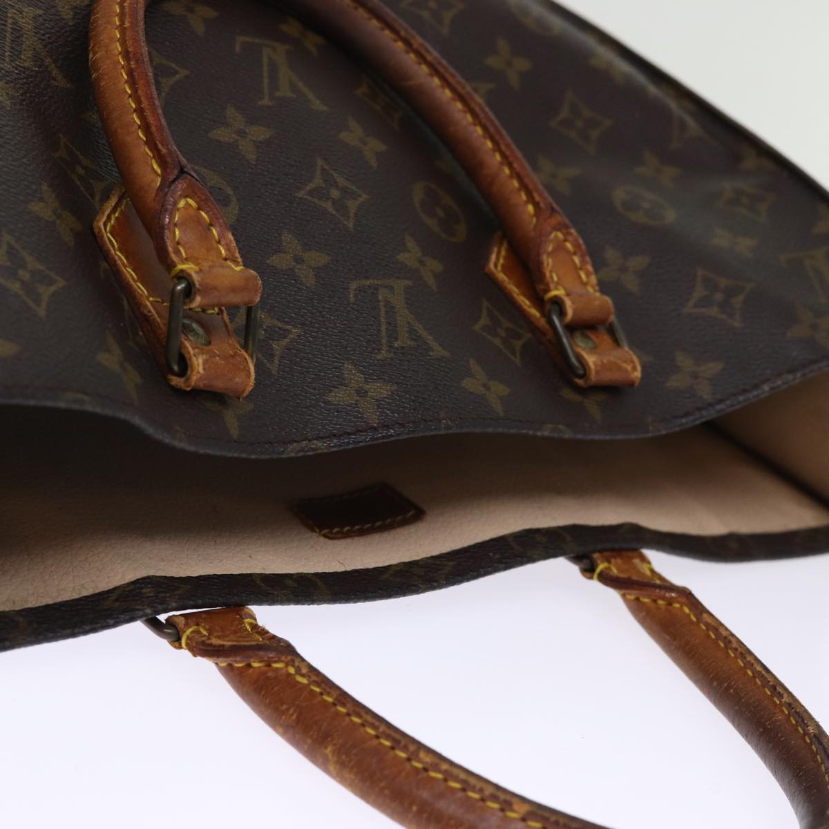 LOUIS VUITTON Monogram Sac Plat Hand Bag M51140 LV Auth 74673