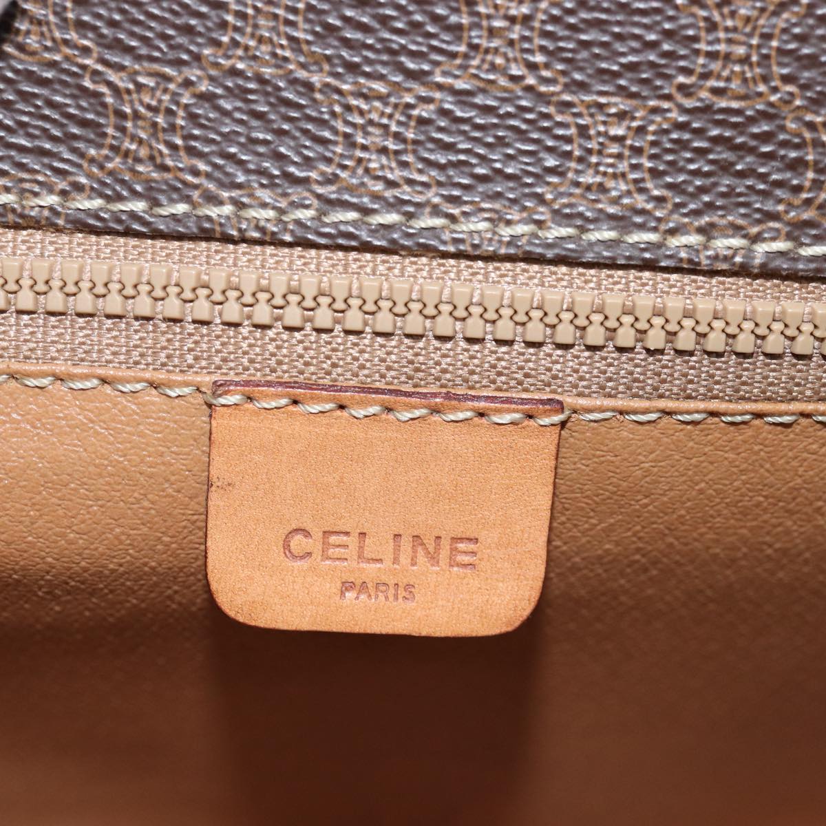 CELINE Macadam Canvas Shoulder Bag PVC Brown Auth 74680