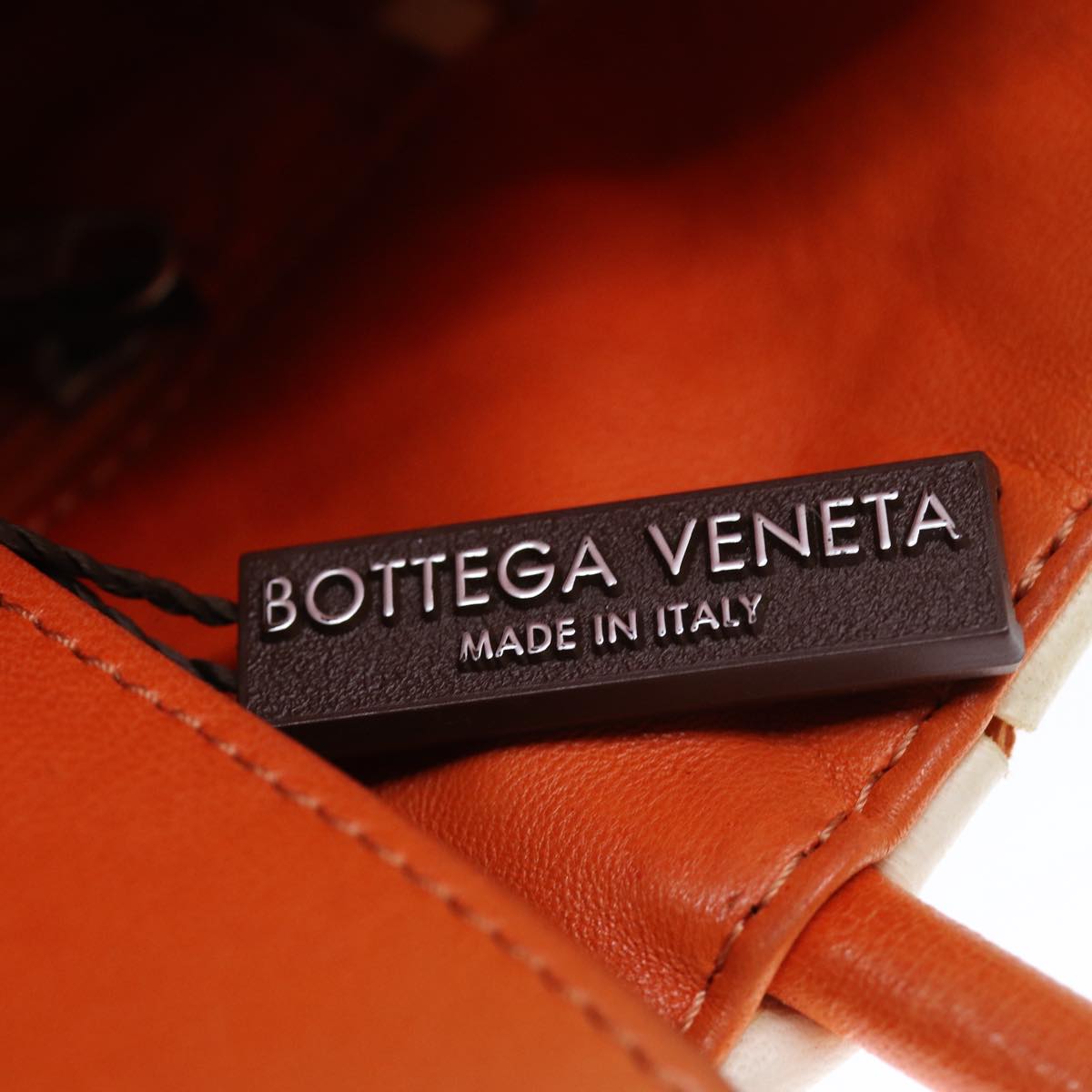 BOTTEGA VENETA INTRECCIATO Hand Bag Leather Orange Auth 74684