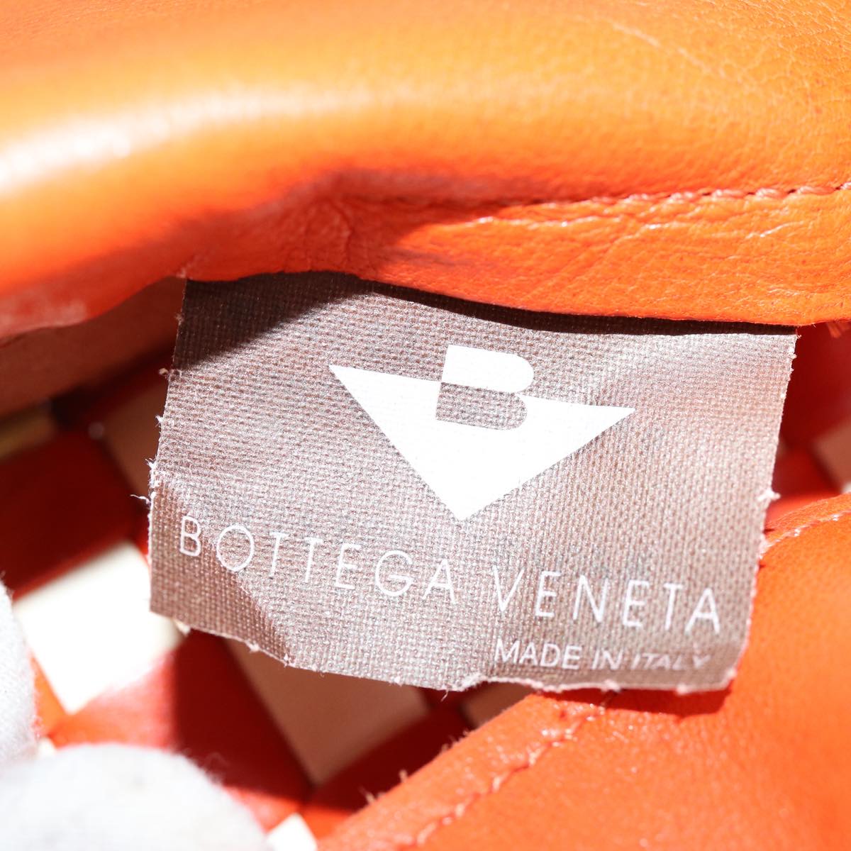 BOTTEGA VENETA INTRECCIATO Hand Bag Leather Orange Auth 74684