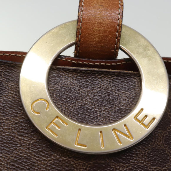 CELINE Macadam Canvas Umhängetasche PVC Braun Auth 74685