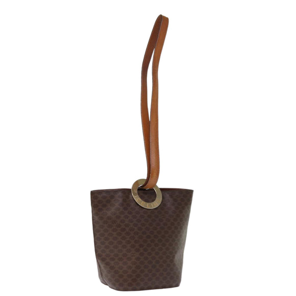 CELINE Macadam Canvas Umhängetasche PVC Braun Auth 74685