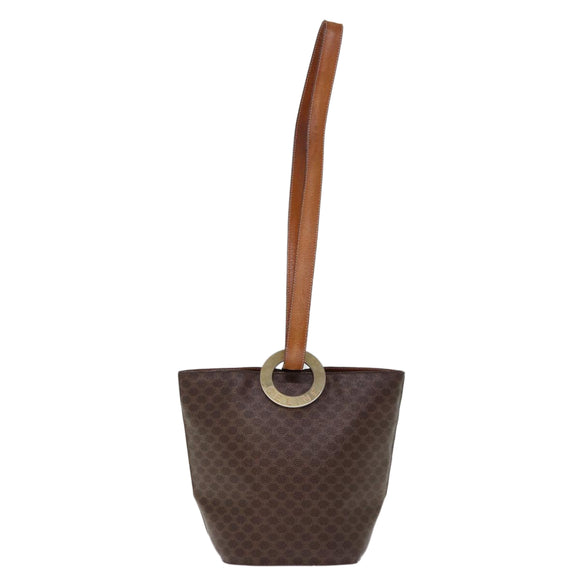 CELINE Macadam Canvas Shoulder Bag PVC Brown Auth 74685