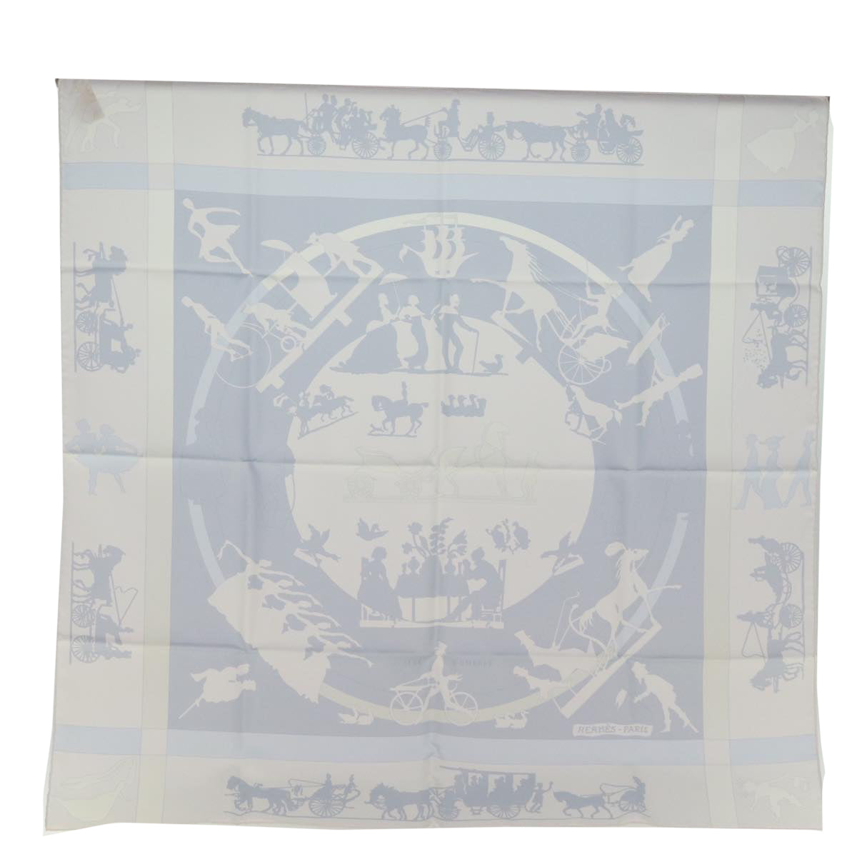 HERMES Carre 90 Scarf Silk White Auth 74707