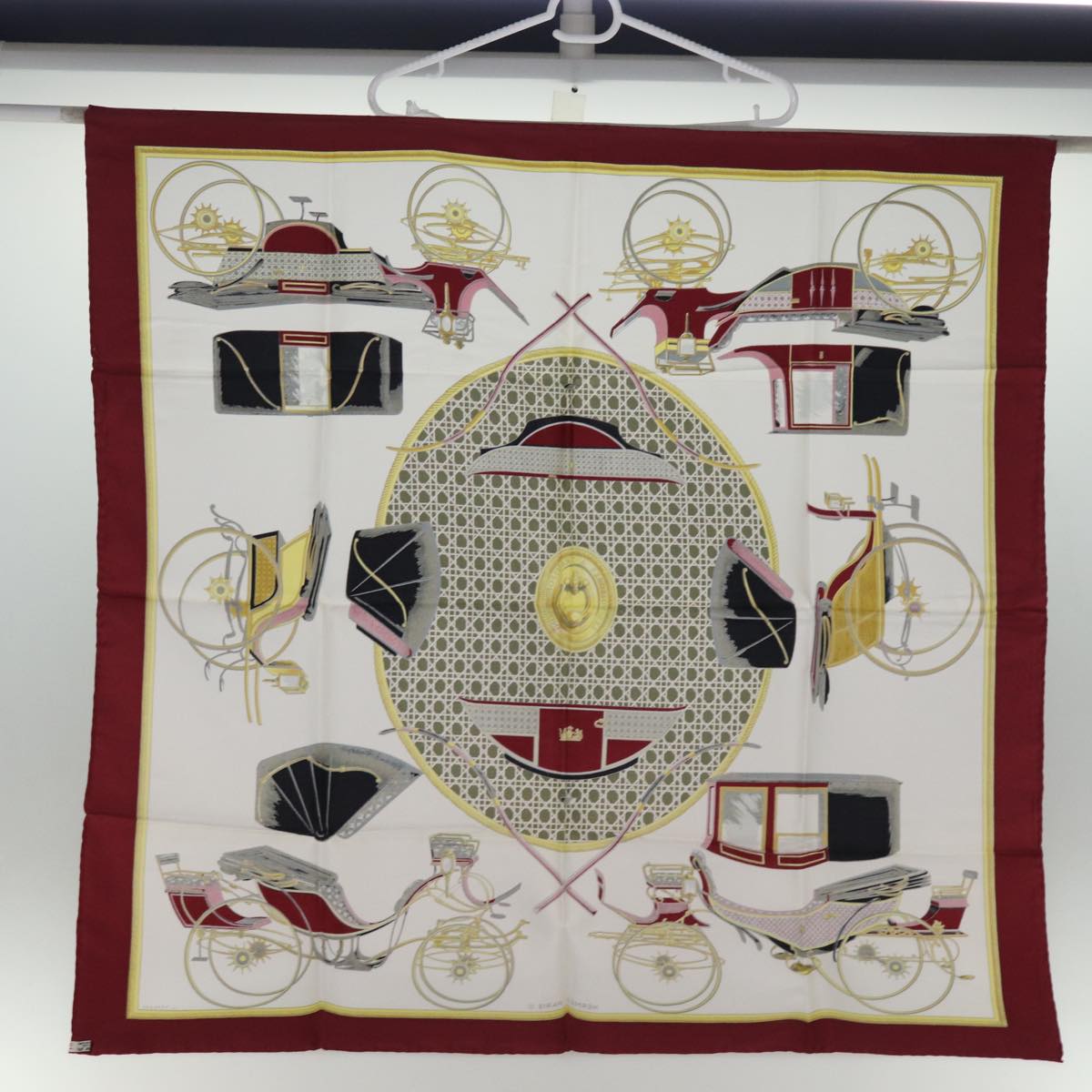 HERMES Carre 90 Scarf Silk Red Auth 74708