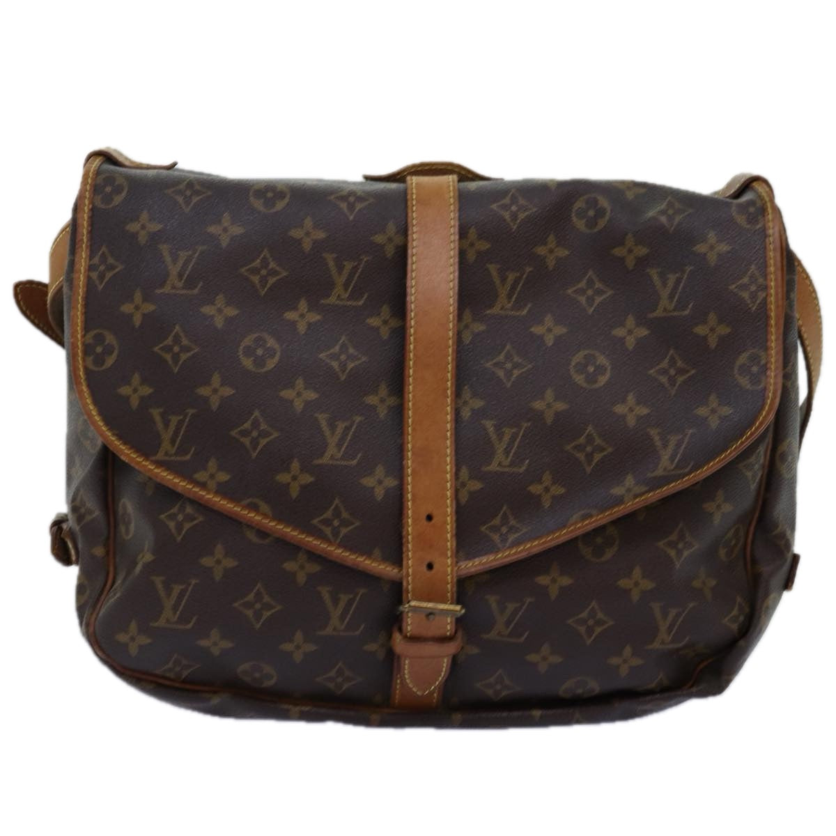 LOUIS VUITTON Monogram Saumur 35 Shoulder Bag M42254 LV Auth 74714