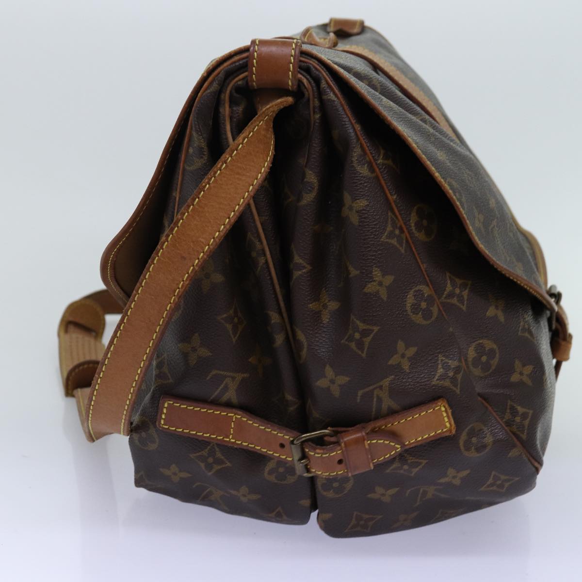 LOUIS VUITTON Monogram Saumur 35 Shoulder Bag M42254 LV Auth 74714