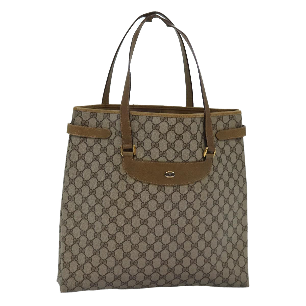 GUCCI GG Supreme Tote Bag PVC Beige Auth 74733