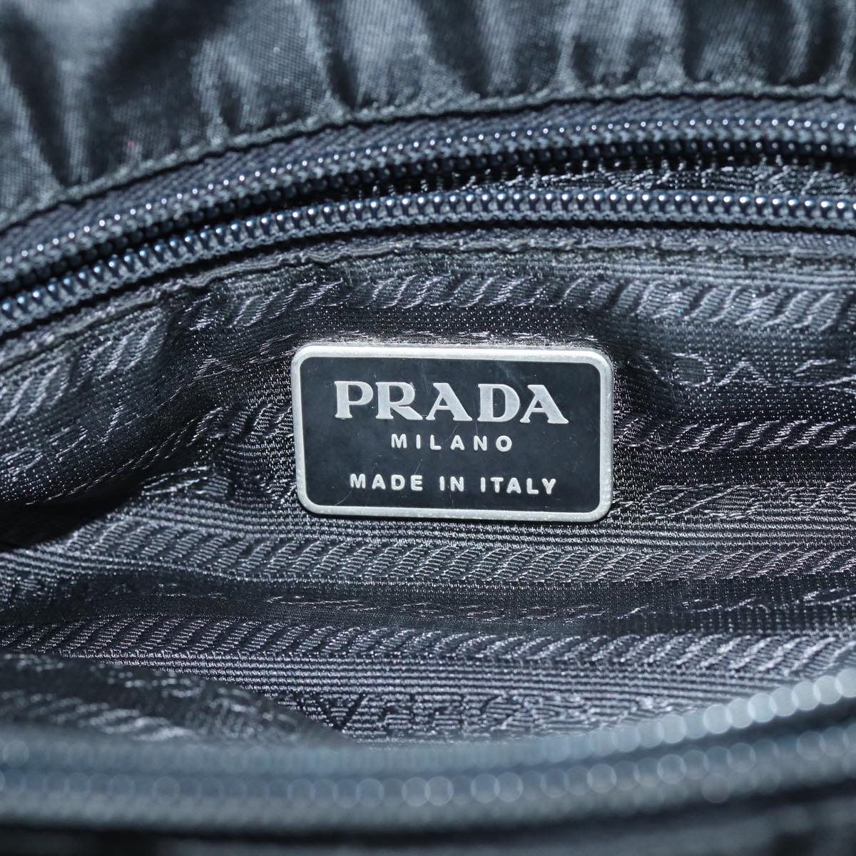PRADA Hand Bag Nylon Black Auth 74737