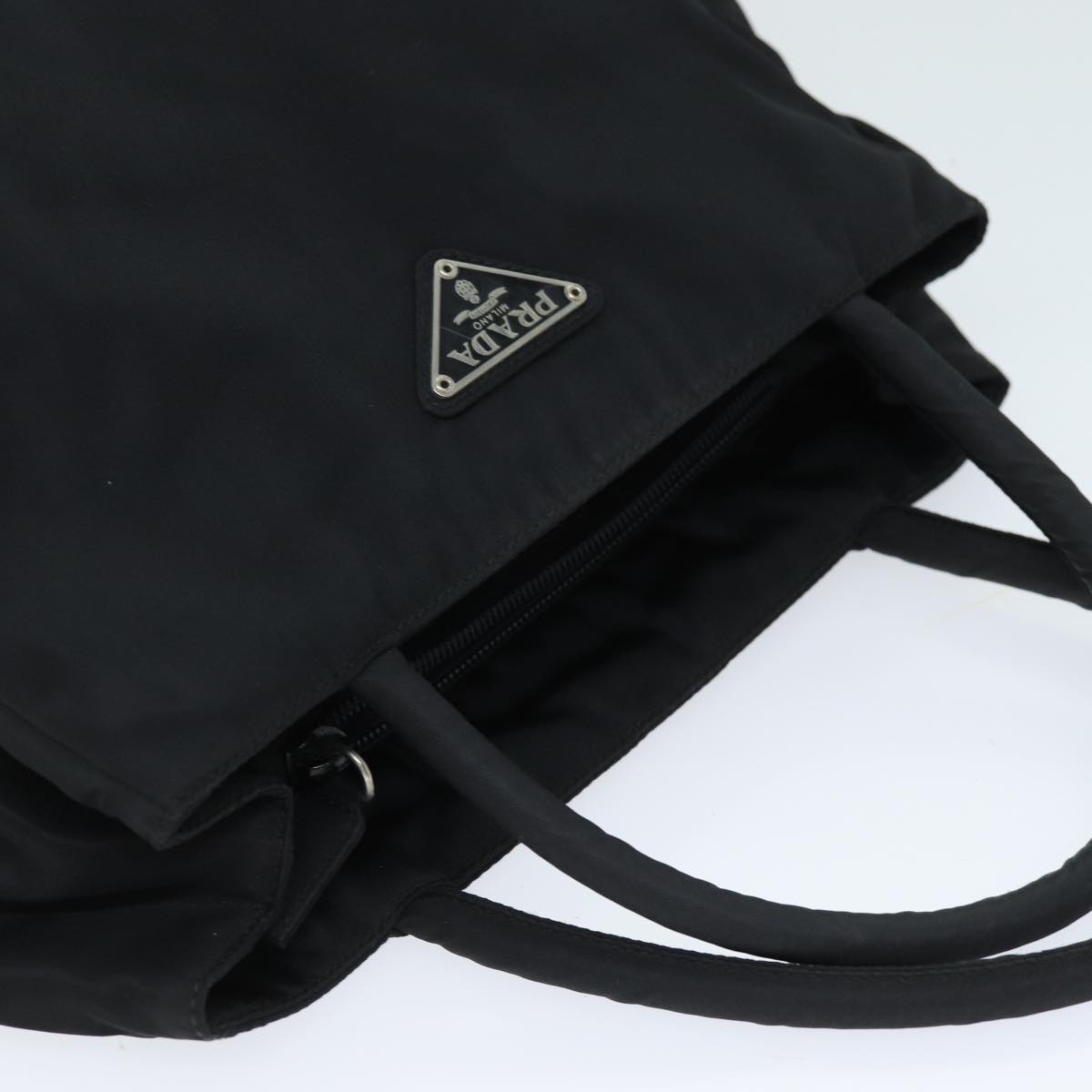 PRADA Hand Bag Nylon Black Auth 74737