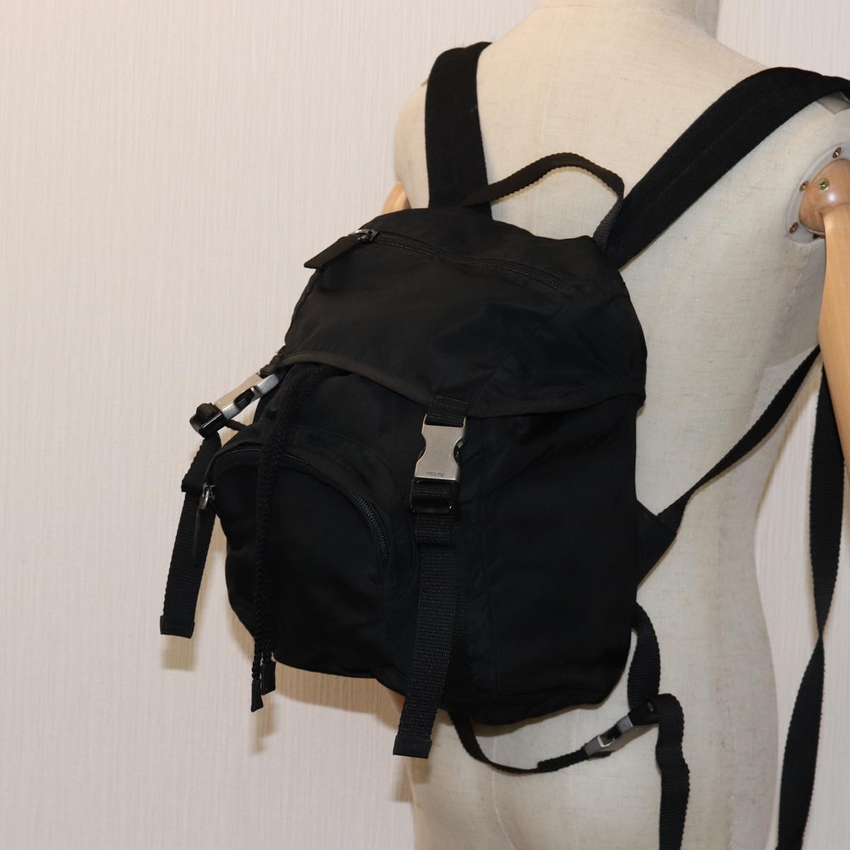 PRADA Backpack Nylon Black Auth 74742