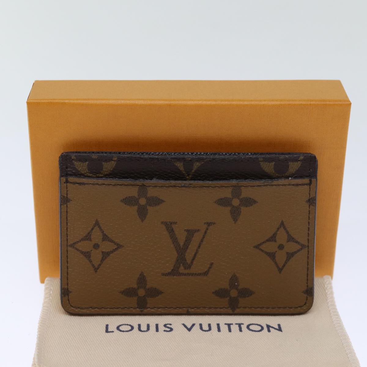 LOUIS VUITTON Monogram Reverse Porte Cartes Simple Card Case M69161 Auth 74754