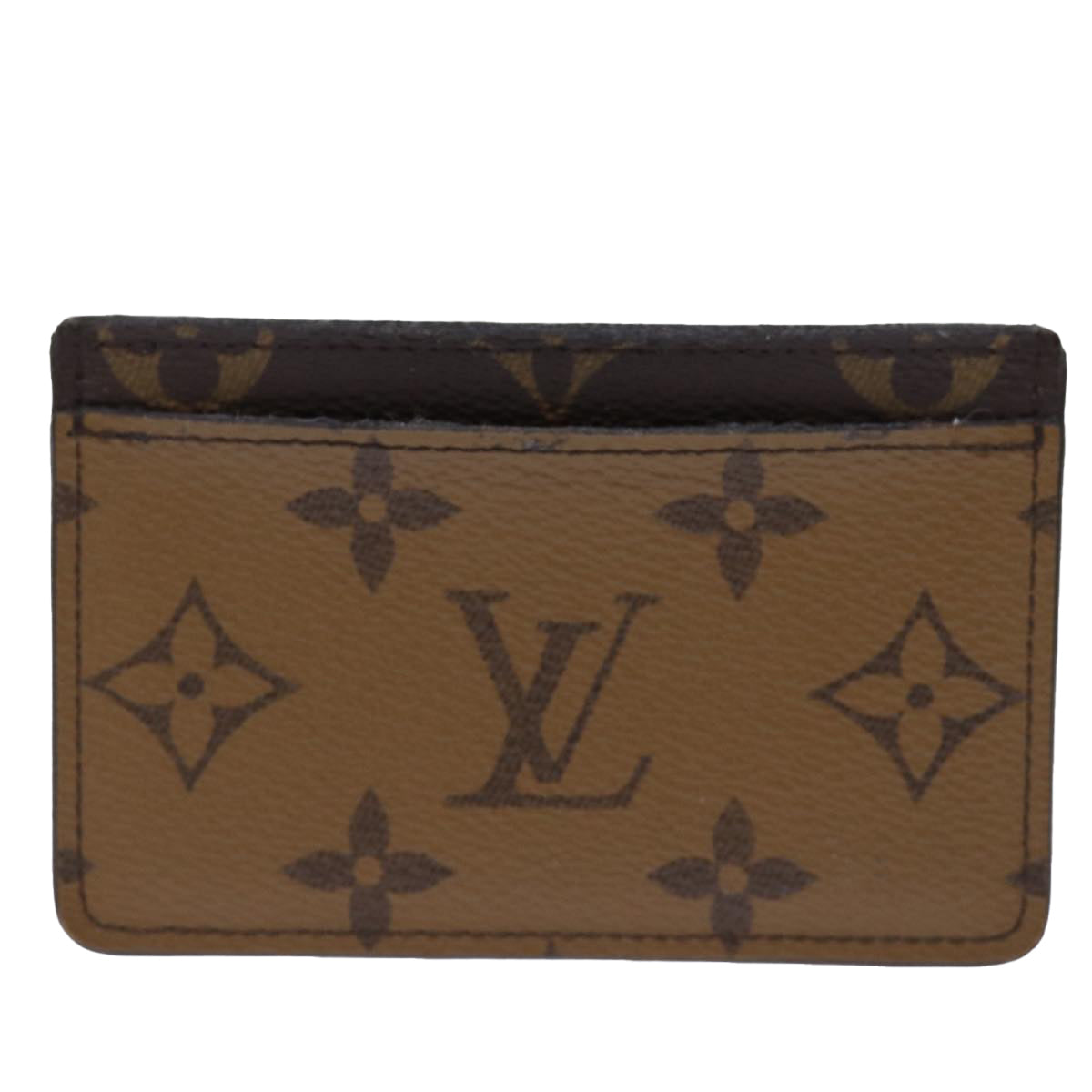 LOUIS VUITTON Monogram Reverse Porte Cartes Simple Card Case M69161 Auth 74754