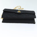 CHANEL Matelasse Chain Shoulder Bag Satin Paris limited Black CC Auth 74757A-5