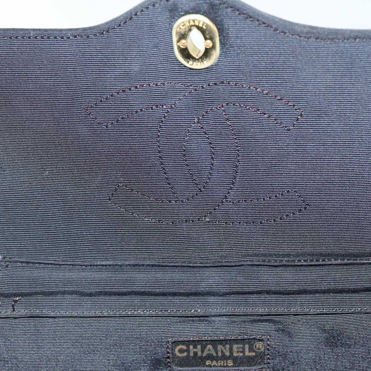 CHANEL Matelasse Chain Shoulder Bag Satin Paris limited Black CC Auth 74757A